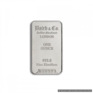 1oz Baird & Co 999.0 Fine Rhodium Bar Minted