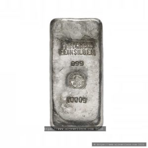 1Kg Heraeus 999 Fine Silver Bar Casted