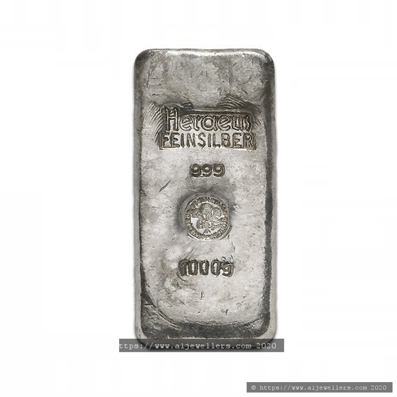 1Kg Heraeus 999 Fine Silver Bar Casted