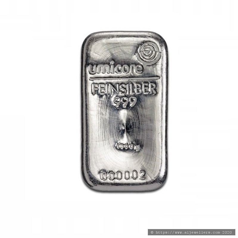 1KG Umicore 999.9 Fine Silver Bar Casted