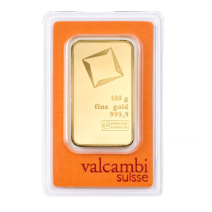 100g Valcambi 999.9 Fine Gold Bar Minted