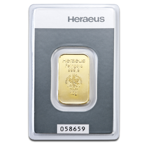 10g Heraeus 999.9 Fine Gold Bar Minted