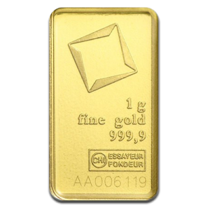 1g Valcambi 999.9 Fine Gold Bar Minted