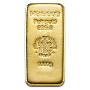1Kg Heraeus 999.9 Fine Gold Bar Casted