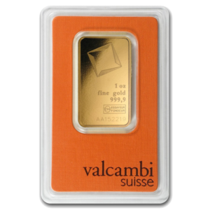 1 oz Valcambi 999.9 Fine Gold Bar Minted