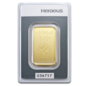 20g Heraeus 999.9 Fine Gold Bar Minted