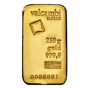 250g Valcambi 999.9 Fine Gold Bar Casted