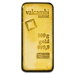 500g Valcambi 999.9 Fine Gold Bar Casted