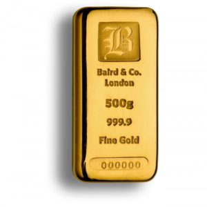 500g Baird & Co 999.9 Fine Gold Bar Casted
