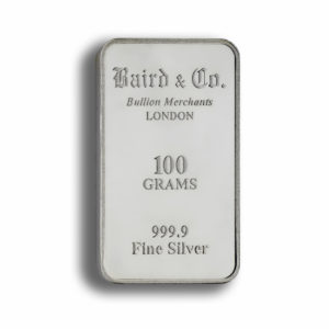100g Baird & Co 999.9 Fine Silver Bar Minted