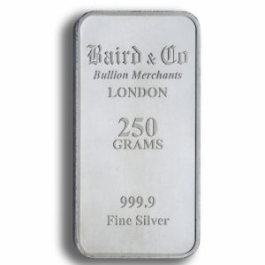 250g Baird & Co 999.9 Fine Silver Bar Minted