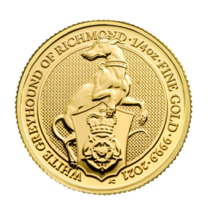 1/4 oz fine gold Queen's Beasts White Greyhound of Richmond Coin