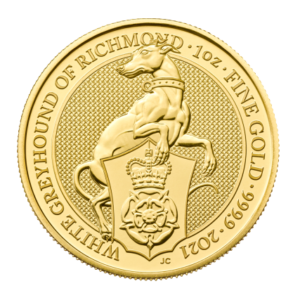 1oz Queen's Beasts White Greyhound of Richmond Fine Gold Coin