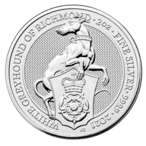 2 oz Queen's Beasts White Greyhound of Richmond Silver Coin (2021)