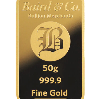 50g Gold Minted Bar Baird & Co