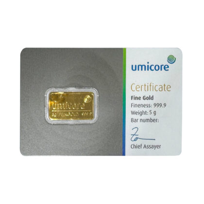 5g Umicore 999.9 Fine Gold Bar